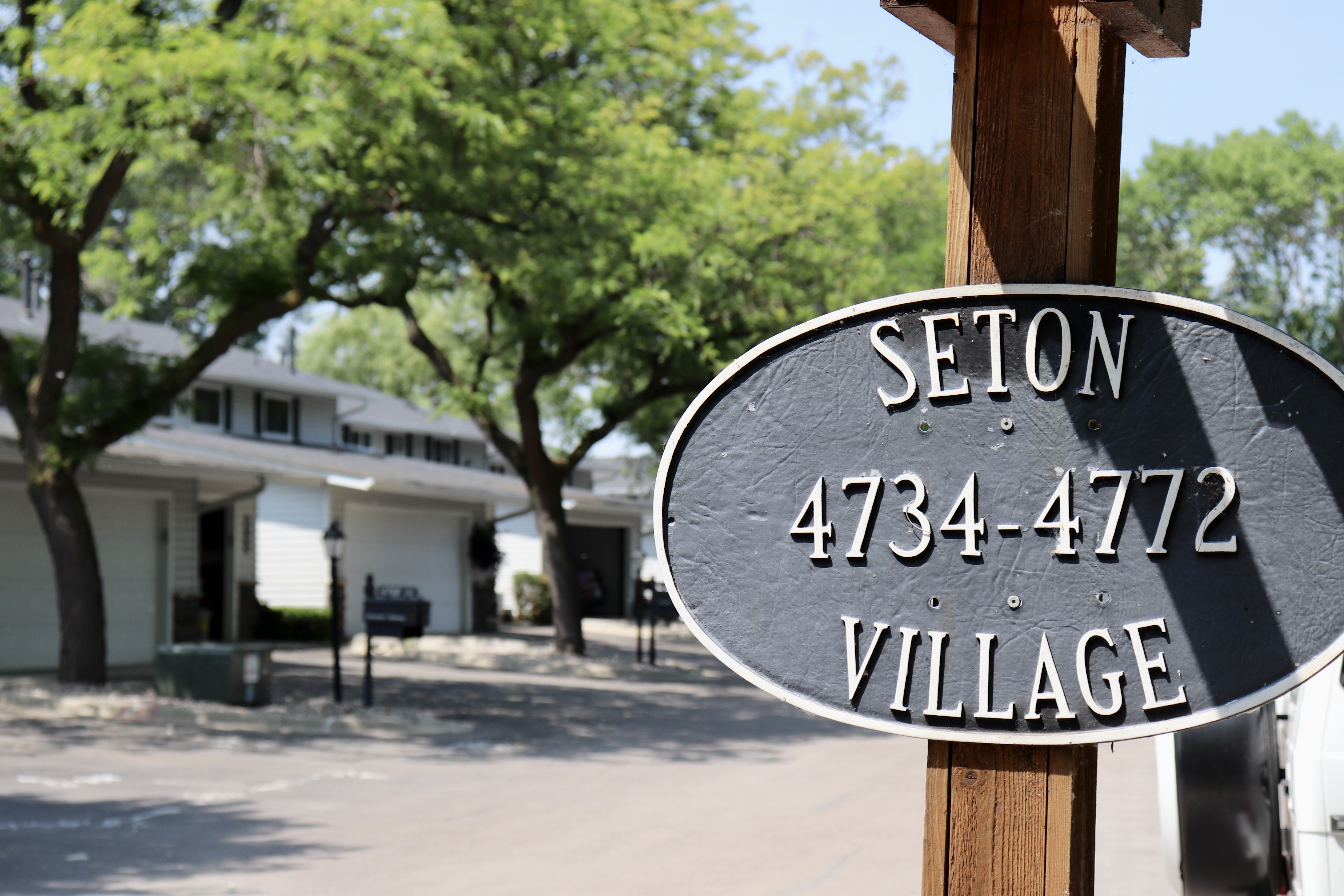 Seton Village Townhome neighborhood sign
